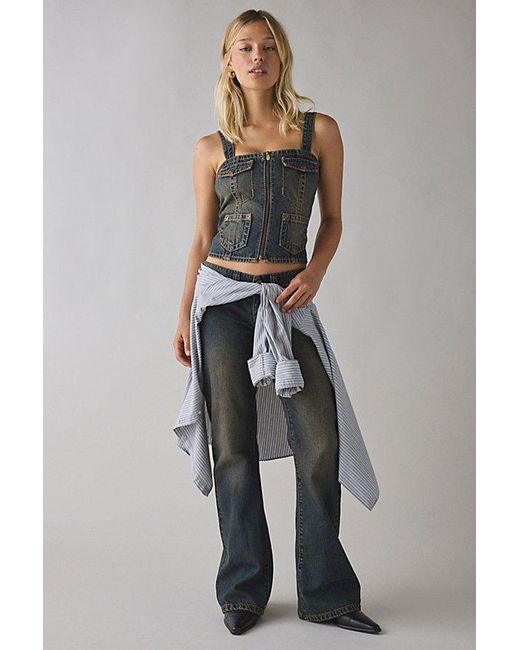 Abrand Jeans Multicolor Hillary Utility Denim Corset Top