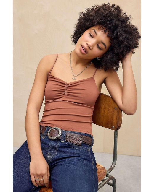 Silence + Noise Blue Silence + Noise Luna Ruched-front Cami