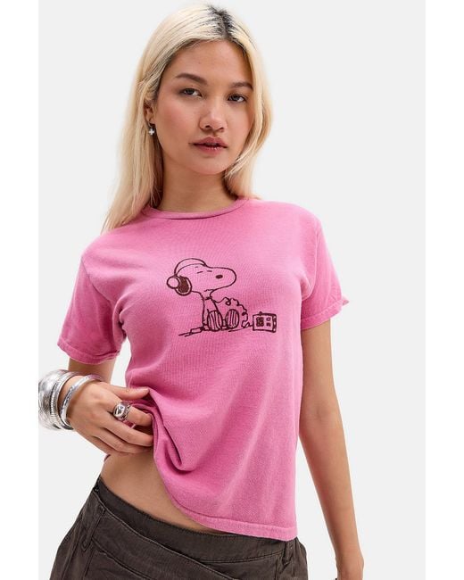 Urban Outfitters Pink Uo Dj Snoopy Relaxed T-shirt