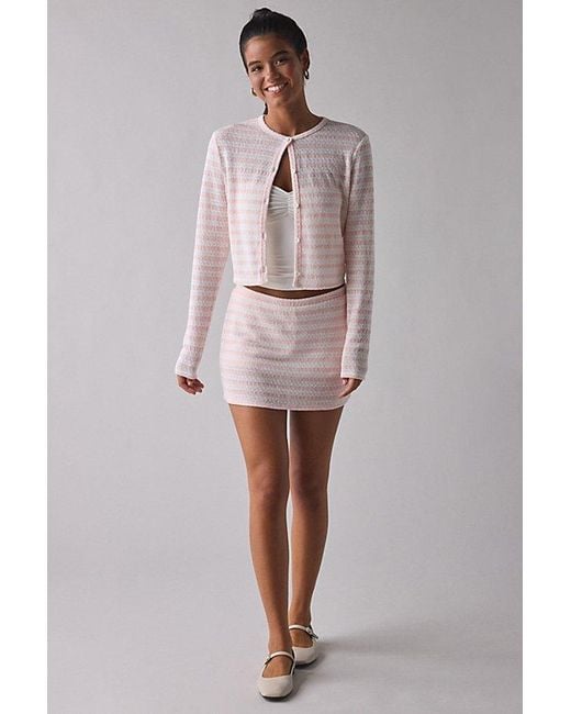 Vintage & ReMADE by UO Pink Remade By Uo Remnants Striped Knit Cardigan