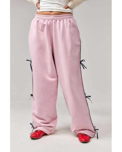 Urban Outfitters Pink Uo Bow Baggy Joggers
