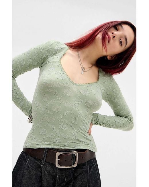 Out From Under Green Tammy Textured Seamless Long Sleeve Top