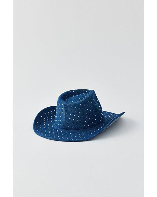 Urban Outfitters Blue Rhinestone Denim Cowboy Hat