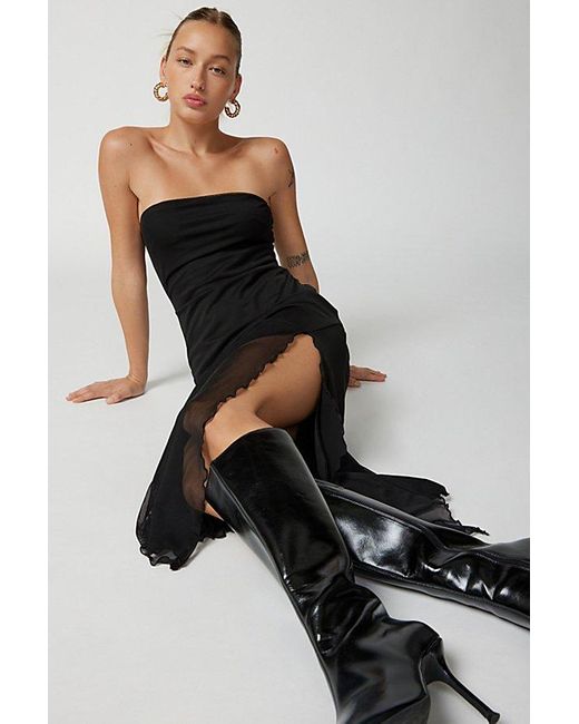Urban Outfitters Black Uo Samara Mesh Strapless Midi Dress
