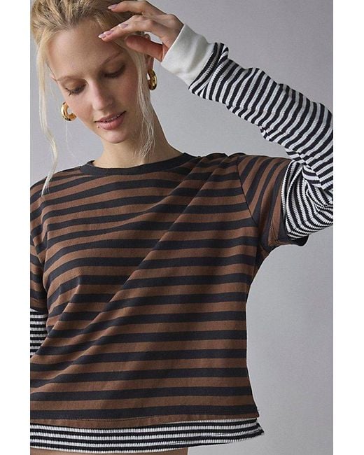 BDG Gray Tye Long Sleeve Layered Twofer Tee