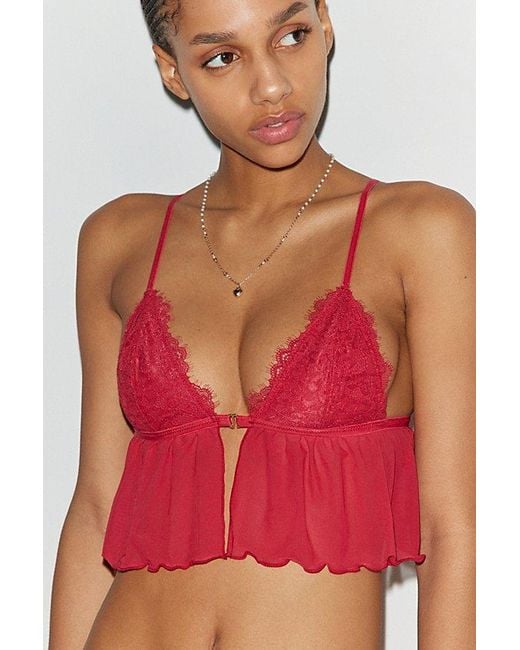 Out From Under Red Christy Butterfly Kisses Cropped Babydoll Bralette