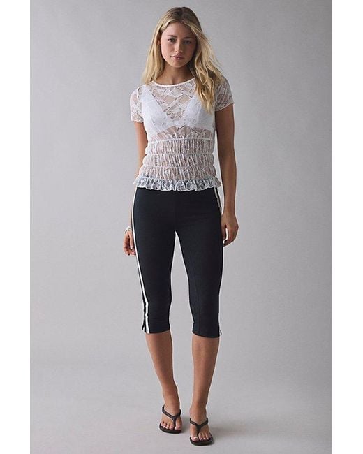 Kimchi Blue White Miley Sheer Lace Smocked Crop Top