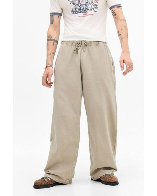 BDG Natural Stone Straight Leg Linen Trousers for men