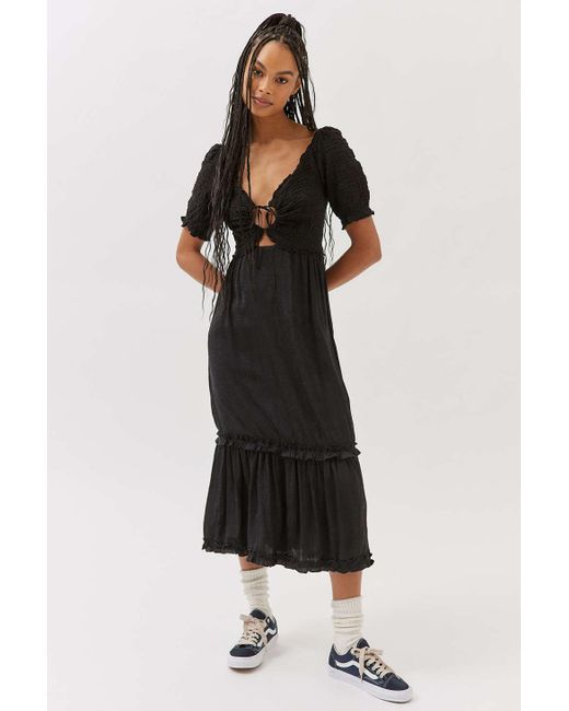 Urban Outfitters Black Uo Picnic Time Midi Dress