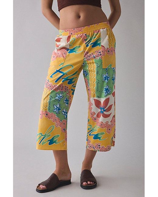 Vintage & ReMADE by UO Multicolor Remade By Uo Remnant Poolside Pull-On Cropped Pant