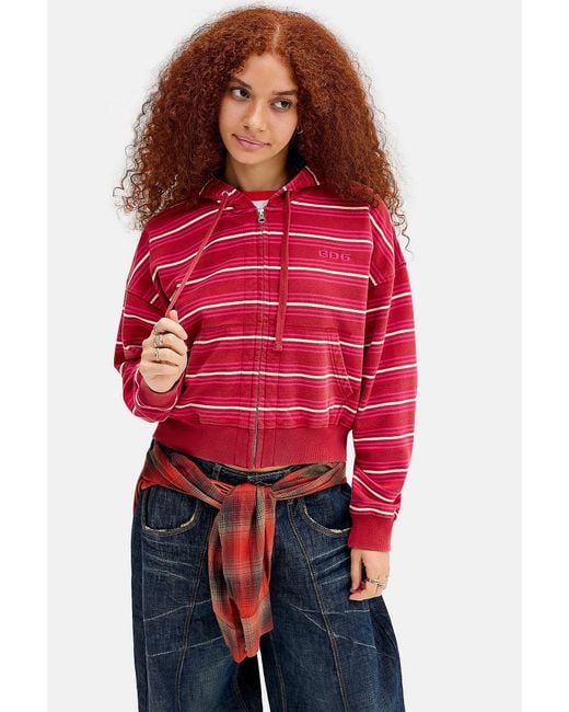 BDG Red Easy Stripe Hoodie