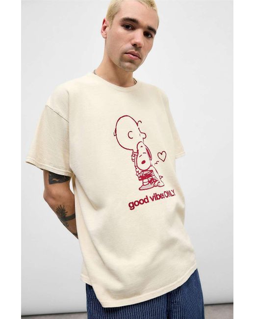 Urban Outfitters Natural Uo Ecru Snoopy T-shirt for men