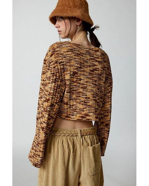 Urban Renewal Brown Remnants Marled Chenille Drippy Sleeve Sweater