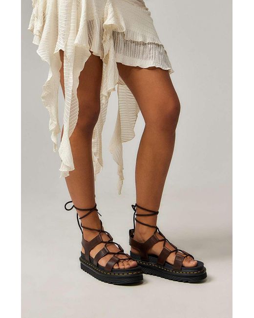 Dr. Martens Brown Tan Oiled Leather Nartilla Lace-up Sandals