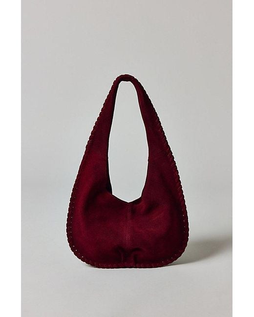 Silence + Noise Red Ivy Studded Suede Hobo Bag