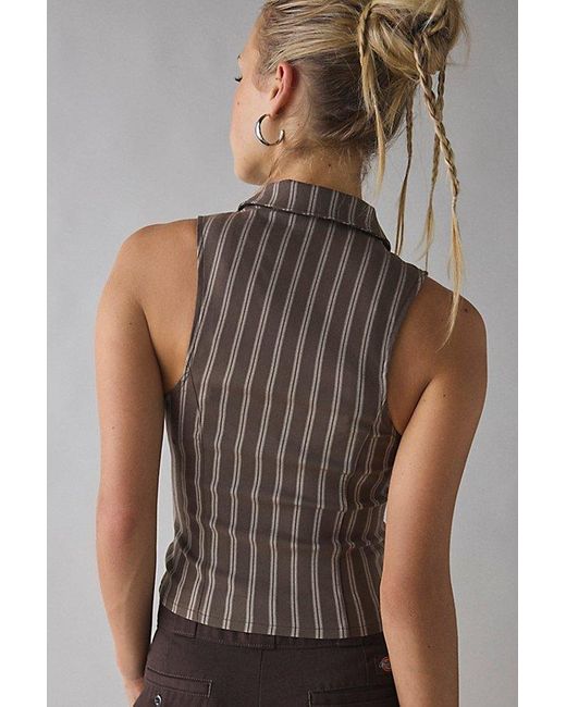 BDG Gray Ledia Collared Zip-Front Vest Top Jacket