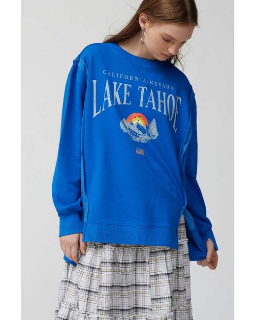 Urban Outfitters Lake Tahoe Embroidered Pullover Sweatshirt In Blue,at