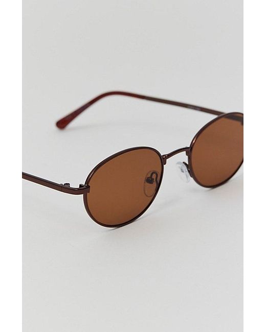 Urban Outfitters Brown Walker Metal Oval Sunglasses for men