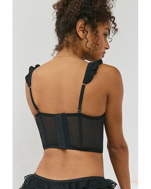 Out From Under Black Florence Ruffle Mesh Corset Top