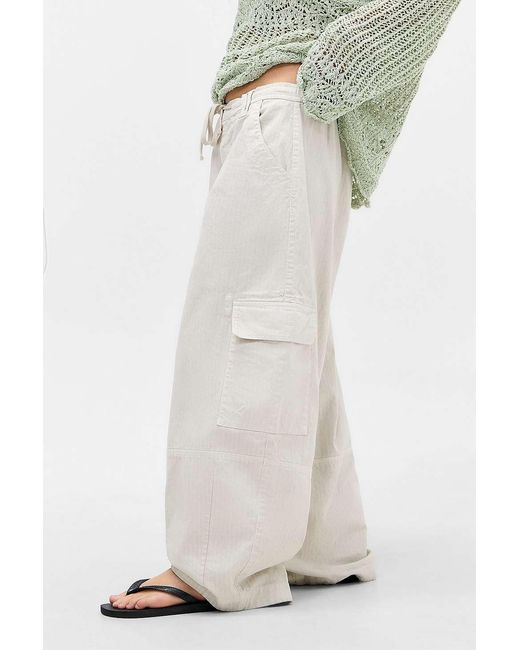 BDG White Textured Baggy Boi Trousers
