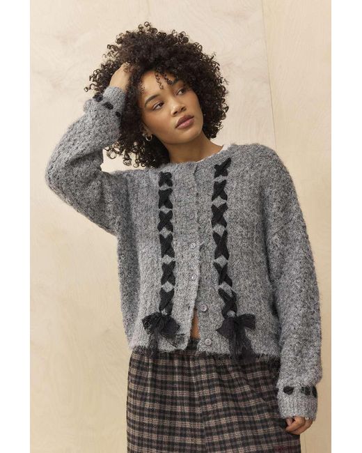 Kimchi Blue Gray Lace Knit Cardigan