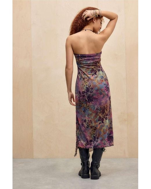 Urban Outfitters Purple Uo Samara Mesh Bandeau Midi Dress