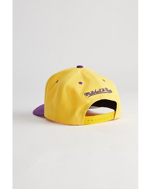 Mitchell & Ness Yellow Crown Jewels Pro La Lakers Snapback Hat for men