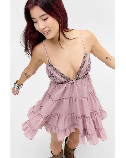 Kimchi Blue Pink Maddy Babydoll Mini Dress
