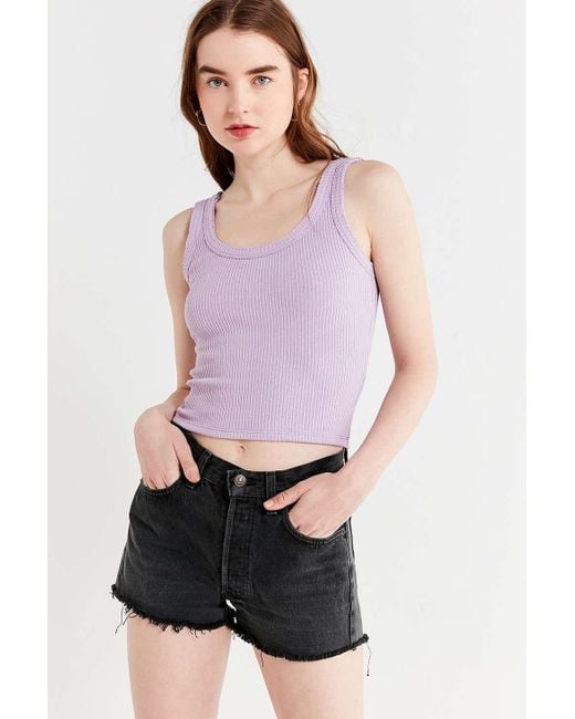 Urban Outfitters Uo Ribbed Knit Crop Tank Top in Purple | Lyst Canada