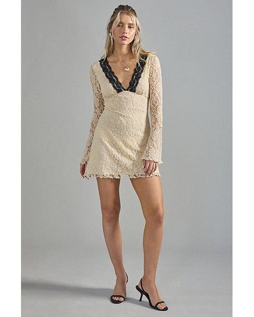 Kimchi Blue Natural Delicate Dreams Lace Bell Sleeve Mini Dress
