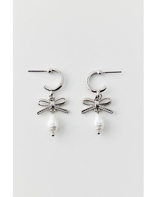 Urban Outfitters Metallic Bow Charm Hoop Earring