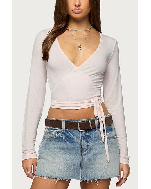 Edikted White Malenna Wrap Top