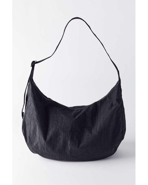 Baggu Black Large Crescent Nylon Shoulder Bag