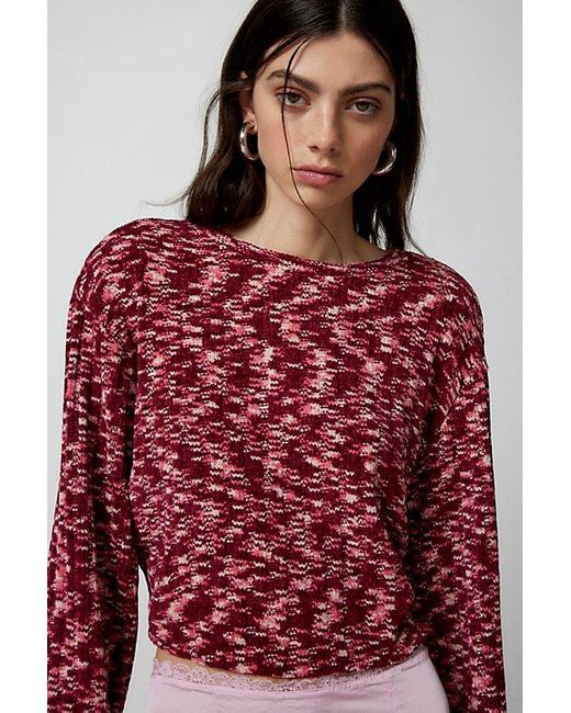Urban Renewal Red Remnants Marled Chenille Drippy Sleeve Sweater