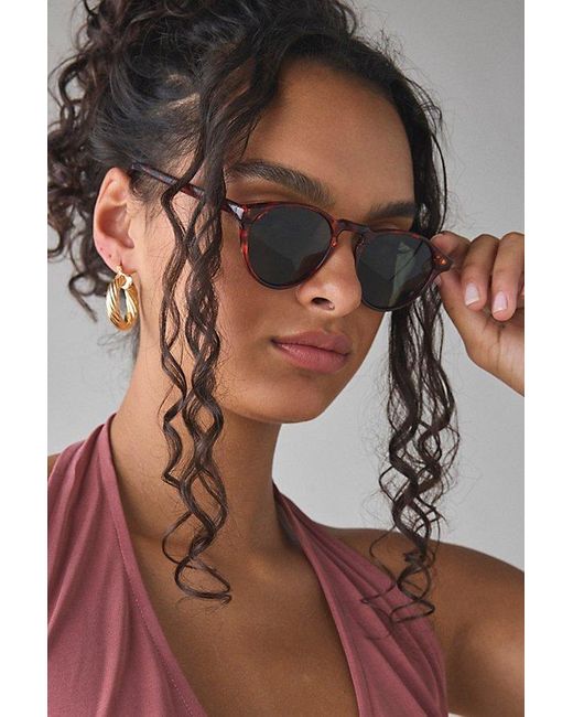 Vintage & ReMADE by UO Brown Vintage By Uo Round Frame Prep Sunglasses