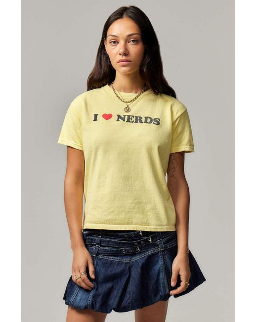 Urban Outfitters Yellow Uo I Love Nerds T-shirt