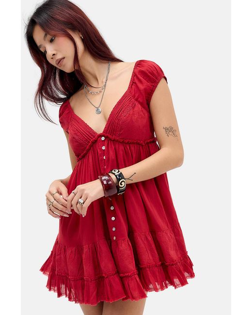 Kimchi Blue Red Belle Prairie Romper