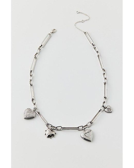 Urban Outfitters White Victoria Heart Charm Necklace