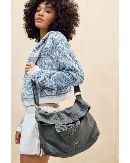 BDG Blue Foldover Canvas Sling Bag