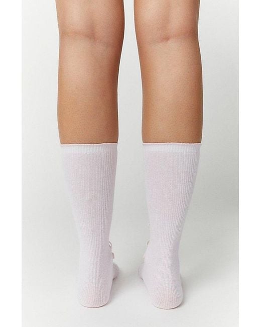 Urban Outfitters White Bow-Topped Cutout Sock