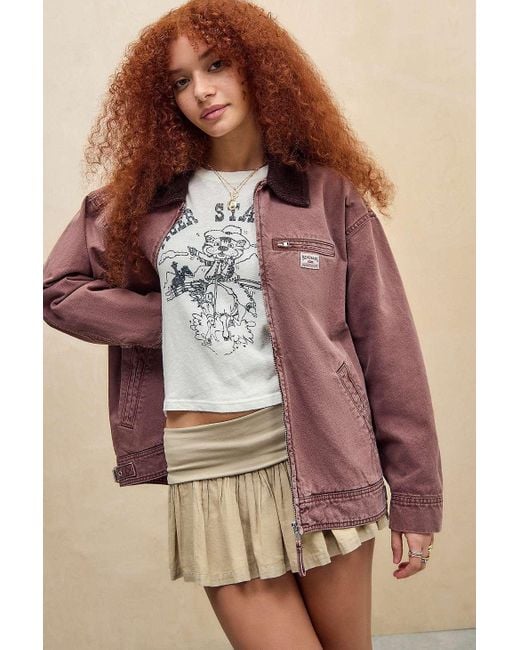 BDG Brown Burgundy Luca Canvas Workwear Jacket Xs At Urban Outfitters