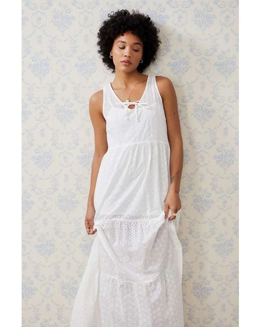 Daisy Street White Tiered Broderie Maxi Dress