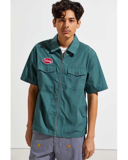 Stussy SHIRT Striped Garage Green 半袖シャツ セール】STUSSY/ステューシー STRIPED SILK SHIRT 半袖シャツ
