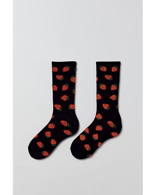 Urban Outfitters Black Strawberry Allover Print Crew Sock for men