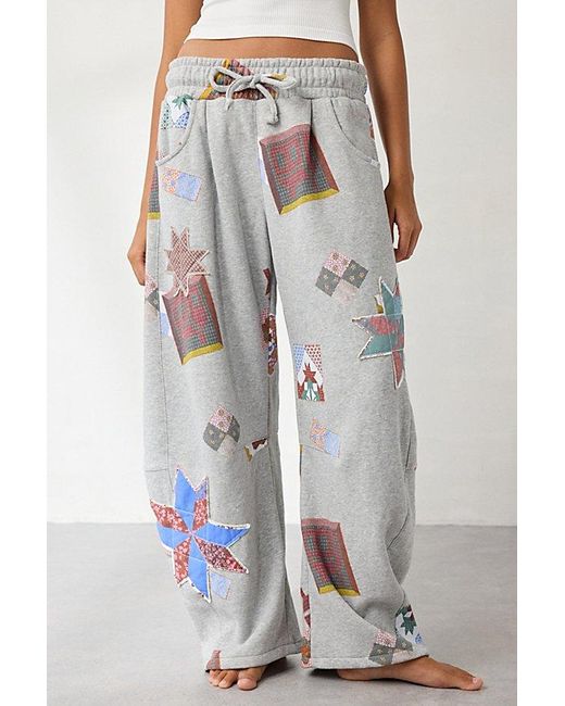 Out From Under Gray Essential Patchwork Graphic Barrel Leg Sweatpant