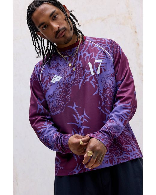 iets frans Purple Dragon Long Sleeve Football T-shirt for men