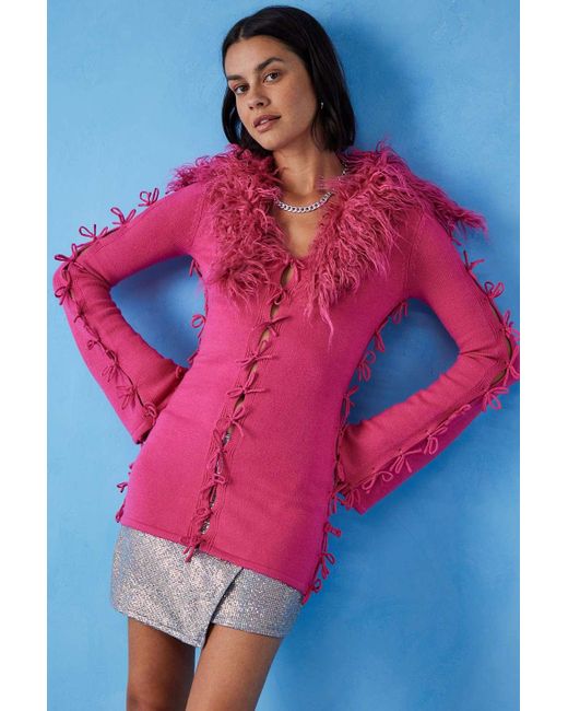 House Of Sunny Laced Peggy Cardigan in Pink Lyst UK