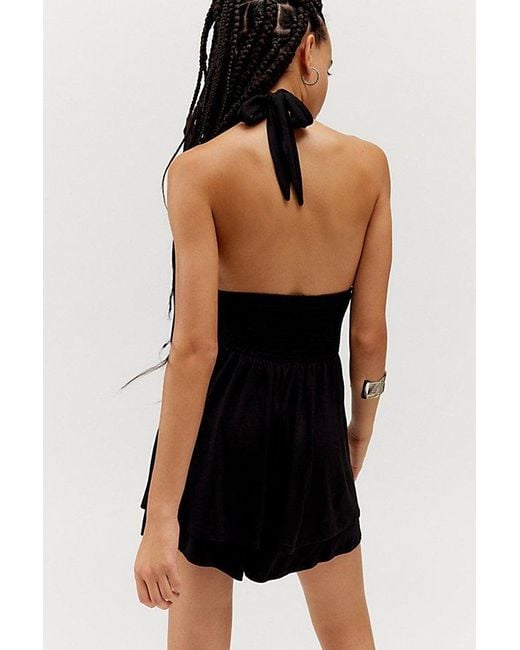 Urban Outfitters Black Uo Arielle Knit Halter Romper