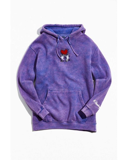 Urban Outfitters Purple Keith Haring Embroidered Hoodie Sweatshirt for men