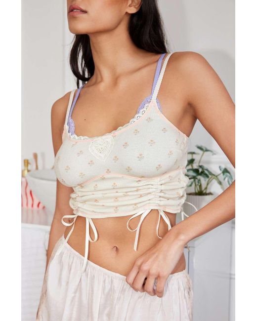 We Are We Wear Natural Floral Waffle Cami